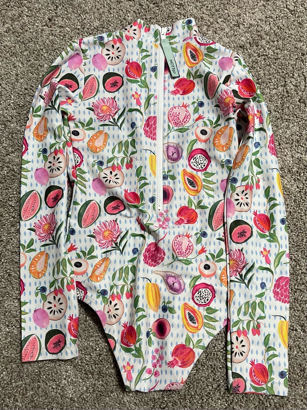 Mott50 long sleeve girls 4/5 one piece swimsuit fresco crush fruit Half zip